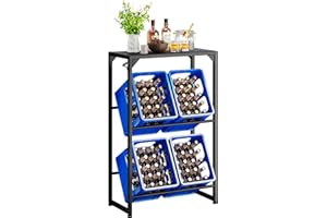 Aibiju Getränkekistenregal 4 Kisten Stabil Metall Ständer Flaschenkistenregal, Freistehend Kistenständer, Wasserkistenregal mit Ablage, für Wohnzimmer, Küche, Weinkelle, 70x33x112 cm,YD-YLJ002B