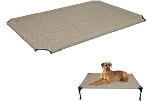 Veehoo Cooling Elevated Dog Bed Cover, Outdoor Dog Bed Portable Raised Dog Cot Replacement Cover Only Pet Hammock Replacement Cover Breathable Mesh Washable, Light Gold 107 x 76