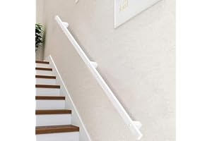 LONMRRTON Pasamanos para escaleras, pasamanos de pared blanco, barra de agarre de hierro forjado para interiores y exteriores, barandilla de escalera de tubería industrial para pasillos interiores, villas, loft