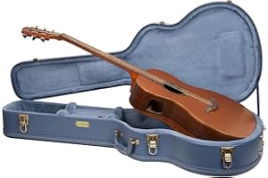 Crossrock Relief Series OM Guitar Case for Martin 000-14 Fret | Carved Smoke Blue Finish, Monochrome Fleece Interior, Lock – Arched Premium Wooden Hardshell -Smoke Blue (CRW630OMSB)