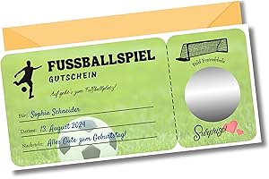 EQUIK PRODUCTS Fußballfieber mit Rubbelüberraschung | Sportliche Geschenkidee für Freunde | Personalisierbare Überraschungskarte zur Spieltageinladung (Fußball)