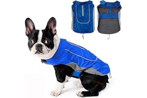 MOREZI Manteau Chaud pour Chien, Couche extérieure imperméable, avec Trous pour Harnais et Bandes réfléchissantes, Convient aux Chiens de Petite et Moyenne Taille-Bleu-S