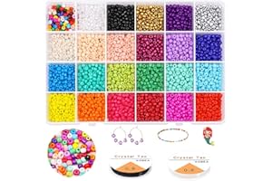Yholin 4mm Perlen für Armbänder, 4800 Stück Rocailles Perlen zum Auffädeln, Bunte Glasperlen Kleine Perlen Set Pony Perlen für Schmuckherstellung DIY Armband Halsketten Ohrringe Basteln