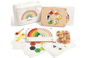 OESSUF giocattoli Montessori da 3 anni, reversibile arcobaleno puzzle di legno colore selezione clip perline bordo gioco educativo giocattolo regalo per bambini ragazzi e ragazze 3 4 5 anni