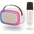 Inbase Boombox Portable Wireless Bluetooth Speaker with Wireless Karaoke Mic, 3 Voice Modes, Ideal for Music, Making Announcements, Teaching in classrooms or Practice Singing (Beige 2)