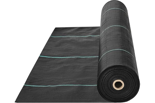 VEVOR Toile de Paillage Anti-Mauvaises Herbes 0,9x76,2 m Géotextile Tissé Anti Repousse Herbe Sous Gravier 170 g/m² Toile PP Perméable Résistant à Déchirure pour Aménagement Paysager, Couvre-sol, Noir