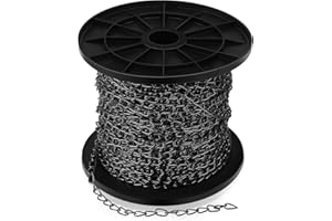 Yaocom 50 ft Jack Chain Galvanized Steel Hanging Chain Link Chain Black Chain Roll Chain Spool Metal Light Fixture Chain for Bird Feeders, Overhead Lights, Artworks, Flowerpots (1.3mm)