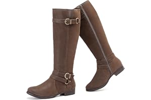 Ruiee Women's Knee High Boots - Stylish Comfortable Flat Round Toe Tall Riding Combat Boots Classic Side Zipper Closure Fall Winter Boots for Women.