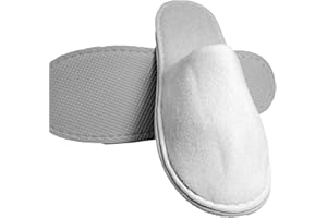 Kickkick® 10 Paia di Pantofole per Ospiti - Ciabatte Monouso Bianche Chiuse in Spugna Morbida - Taglia Unica Uomo Donna - Imbustate al Paio - Per Set Cortesia di Hotel, SPA, Camera di Albergo, Viaggi