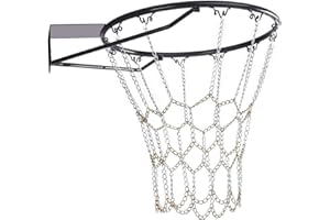 DSFSAEG Basketball Net, Durable Heavy Duty Metal Chain Replacement with 12 Hooks Indoor Outdoor Sporting Hoop Galvanized Steel Chain Standard Training Sports