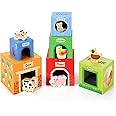 SOKA 12pcs Farm Animals Stacking Cubes Learning Blocks Balancing Building Farm Animal Boxes Educational Developmental Montessori Toy Set Gift for Toddlers Children Boy Girl Ages 12 month old +