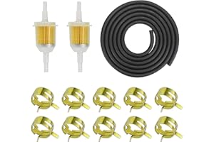 COSSWE Benzinschlauch Kit,inkl 2 Meter Ø 5mm Kraftstoffleitung + 2 Stück 8mm Benzinfilter + 10 Stück Schlauchschellen,Kraftstofffilter Schlauch Kit für Pkw Auto Motorrad Rasenmäher Roller