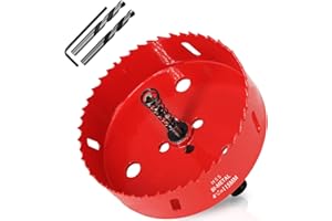 KACNON Lochsäge 115mm, Universal Schnellarbeitsstahl HSS M42 Bi-Metall Lochsägen mit Sechskant-Schaft und Bohrer, Komplette Größen, für Holz, Kunststoff, Gipskarton, Blech, Rot