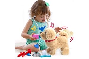 Koonie Kinder Interaktives Spielzeug Hund der Läuft Und Bellt, Elektronische Haustiere mit Funktion, Kuscheltier Elektrischer Plüschtier Geschenke für 2 3 4 5 Jahre Alte Mädchen Jungen