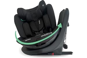 My Babiie MBCS300 Easy 360° Spin R129 Baby Car Seat – Top Tether, ISOFIX, Birth to 12yrs (40-150cm), i-Size, ERF, Group 0+/1/2/3, Rotating 360 Swivel - Black