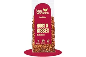 ‎TEEVERLIEBT teeverliebt - Hugs & Kisses BIO Rooibostee mit Vanille 100g lose | Love Edition | leckere Bio Rooibostee-Mischung ideal als Geschenk und für Muttertag