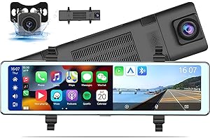 SIXTOP Grabadora Portátil de Conducción de Espejo Retrovisor 11,26 Pulgadas con Cámara Carplay/Android Car Estéreo Parking Monitoring Kit para Vehículos de Repuesto/Grabación de Bucle DVR / DC7V - 32V