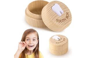 FUYIHGL Tooth Fairy Savers Box for Kids - Wooden First Tooth Keepsake Boxes Lost Teeth for Boy & Girl, Cute Teeth Holder Container Case for Baby Party Gift