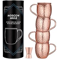 Lot De 4 Mugs Moscow Mule Navaris - Inox Cuivre Martelé - 500ml