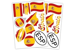 Finest Folia Juego de 2 pegatinas de bandera de país DIN A4, pegatinas de bandera de país para coche, moto, pegatinas, bandera de país, autoadhesivas, resistentes a la intemperie, R217 (54 España)