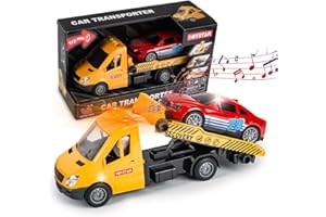 CELMAN Carro rimorchio giocattolo con auto da corsa suono e luce, multifunzione furgone camion push and go giocattolo regalo per bambini 3 4 5 6 7 8 anni