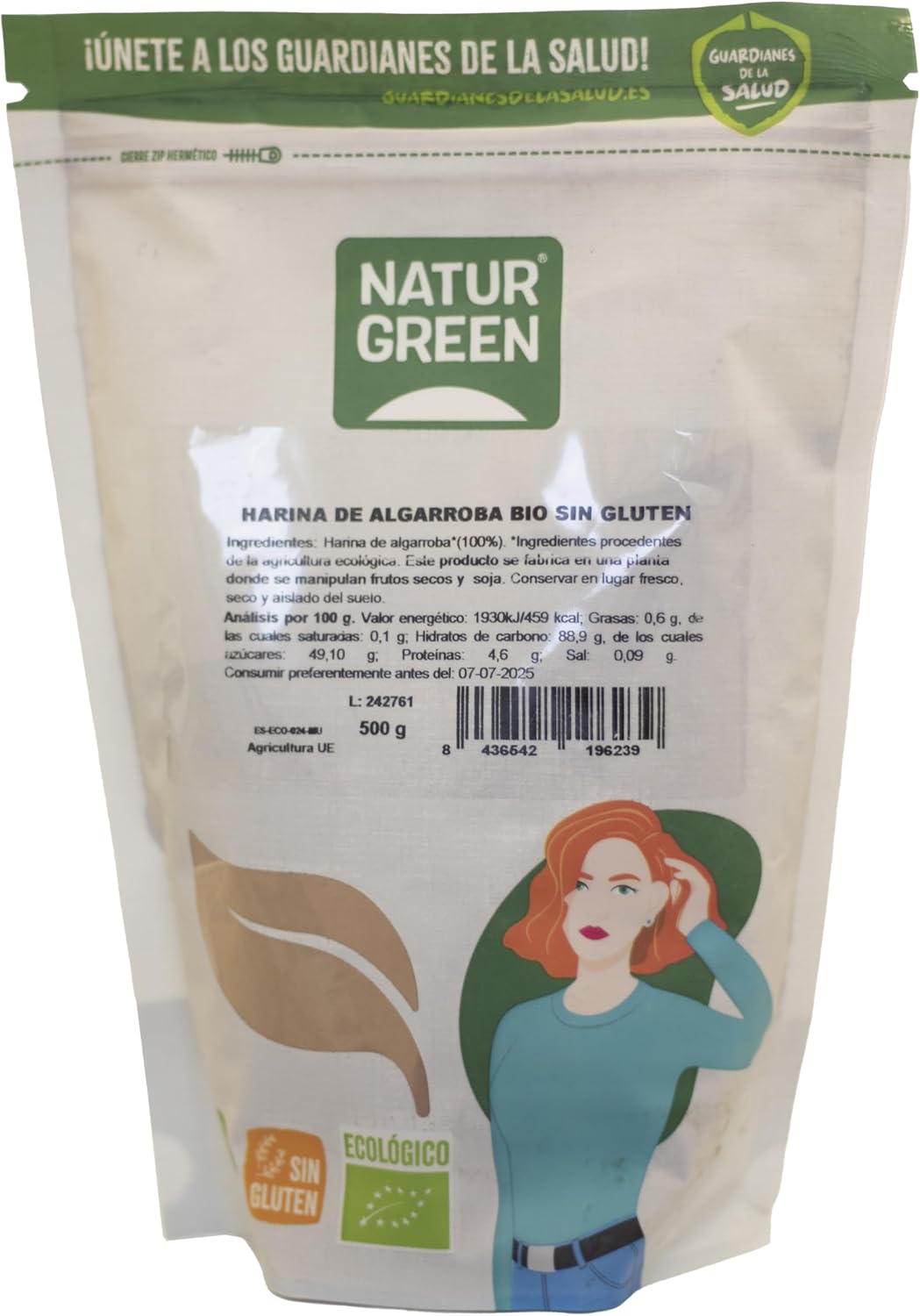 NaturGreen Harina de Algarroba, en Polvo, 500g