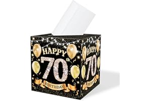 CMHIE 70th Black Gold Birthday Cards Box - 70 Year Birthday Party Decorations for bday Gift or Money Receiving Card Box, Birthday Activities Supplies - gold013