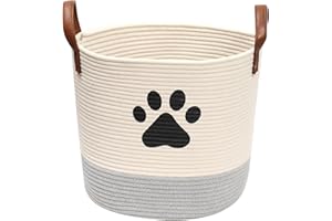 MOREZI Cestino per giochi,cesto per la biancheria,cesto porta giochi per animali domestici.Utilizzato per riporre giocattoli per cani,vestiti,cibo e altre forniture-Beige/Grigio.