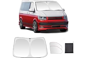 ZATOOTO Windscreen Cover for VW T5 T6, 3 Pieces Magnetic Internal Thermal Blinds, Blackout Inside Window Cover, UV Protection Sunshade, Heat Resistant