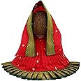 Vedic Vaani Goddess Mata Rani Shringar Poshak Radha Chunri Patka and Lehenga Ghagra Dress For Kalash Puja (Red, 9(H) x 13(W) Inch) Approx for 9 inch Idol