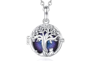 CELESTIA Collier Bola Grossesse Arbre de Vie Pendentif et Chaînes 76CM e 114CM en Argent Plaqué Cadeau pour Femme Enceinte
