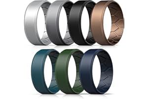 FORTHEE Silicone Wedding Ring for Men, Mens' Rubber Wedding Engagement Bands for Crossfit Workout, Breathable Airflow Inner Curve