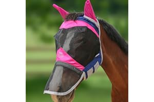 Harrison Howard Cavallo Mosca Maschera Naso Lungo con Orecchie-Fucsia/Navy (L; Full Size)
