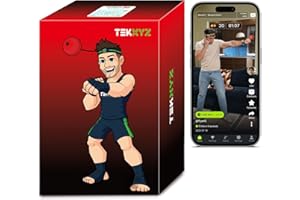 TEKXYZ® Reflexball mit Zähler-App & Online-Community, 2 Stufen, Boxball mit Stirnband für Reaktion, Agilität, Schlagtempo & Hand-Auge-Koordination