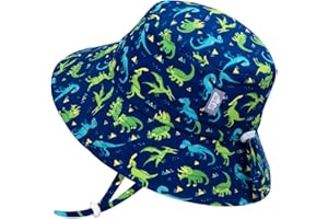 JAN & JUL Beach Toddler Boys Bucket Sun-Hats with Strap, Adjustable