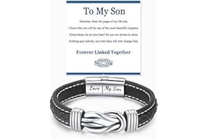 BOCHOI To My Son/Grandson/Husband/Boyfriend/Man/Dad Bracelet Valentines Gifts For Him Mens Leather Bracelet Christmas Birthday Anniversary Persent