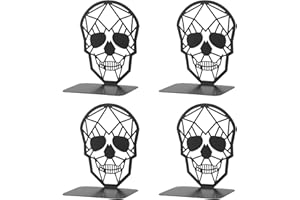MSDADA 2 Pares de Sujetalibros de Metal para Niños, Estante Invisible con Forma de Cráneo, Sujetalibros para Oficina y Escuela, Decoración del Hogar, Regalo para el Día del Niño (Negro)