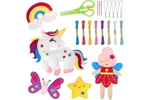 CAUTIOUS Nähset Kinder ab 4 Einhorn Filz Nähen Kits DIY Art Craft kreativ DIY Bastelset Kinderbastelset Nähset Kinderhandwerk Tiere aus Filz Animals Sewing Kit für Pädagogische