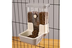 TOKAYIFE Dispensador Automático de Alimentos para Mascotas 800ml Dispensador de Alimentos Ajustable sin Corriente para Jaula Conejar Valla de Animales Pequeños Conejo Cobaya Chinchilla Pájaro (Gris)