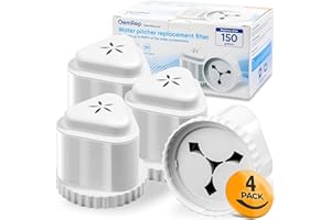 OEMREP 4Pack Replacement Filter for Epic Water Filter Pitcher, Water Filter Pitcher Compatible with Aquagear Seychelle, BPA Free. Removes Fluoride, Chlorine, Lead, Odors