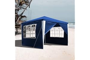 VINGO Pavillon 3x3m Wasserdicht Gartenzelt Hochwertiges Partyzelt UV-Schutz mit 4 Seitenteilen für Garten Party Familientreffen