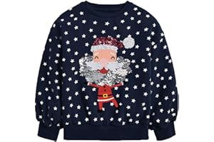 LXKA Kids Christmas Jumpers 1-7 Years Boys Girls Xmas Sweatshirts Jumper Toddler Santa Claus Reindeer Tops Present Baby T-Shirts Long Sleeve Cotton Outfits Gifts Tees Crew Neck Casual Winter Clothes