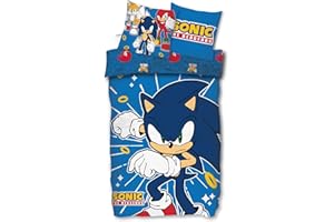 ‎SKYBRANDS SkyBrands Sonic Bettwäsche 135x200 80x80 Gaming Bettwäsche Sonic The Hedhehog 2tlg. Bettwäsche Set Baumwolle 1x Bettbezug 1x Kissen Bezug Kinderbettwäsche Jungen