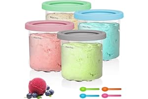 Lukinuo Ersatz Creami Pints und Deckel für Ninja- 4 Pack cremige Eiscreme Behälter Tassen Gläser Wannen Kanister Set kompatibel mit NC301 NC300 NC299AMZ Serie XSKPLID2CD Eismaschine spülmaschinenfest