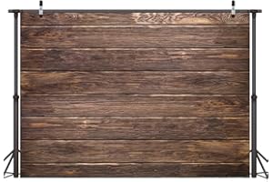 LYWYGG 10 x 8 ft Thin Vinyl Brown Wood Background for Photographers Retro Wooden Wall Background Cotton Cloth Seamless for Party Photography Studio Props CP-19-1008