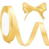 AERZETIX - C55357 - Rouleau Ruban En Satin 3 Mm X 50 M - Couleur Or Clair - Bande D'emballage Cadeaux Pour Décoration Cérémonie Mariage Anniversaire Fête Party - En Polyester