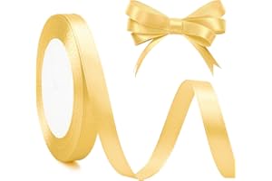 NSETRIU Ruban Jaune Beurre Rubans Satin 10mm X 23m Rubans Pour Couture Decoratif ruban Emballage Cadeau De Tissu Nuance Macaron Satin Décoratif Brillant Fin Jaune Noel