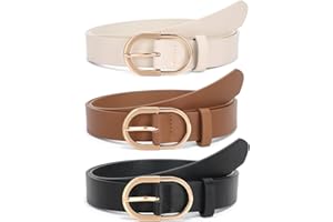 WERFORU Women Leather Belts with Gold Buckle for Jeans Pants Fashion Ladies Leather Belts