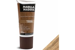 TECHZOCO Mastic bois Teka, idéal pour remplir et réparer le bois à l'intérieur, mastic prêt à l'emploi, remplisseur de trous, format tube, couleur Teka, contient 150 grammes