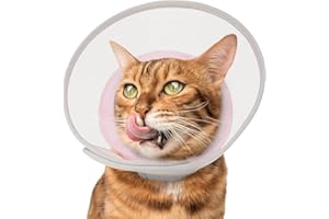 Supet Cat Cone Collar Soft: Comfortable Waterproof Mesh Recovery Cone After Surgery to Stop Licking and Scratch, Alternative to Plastic Elizabeth Head Neck Cone (Pink,S)